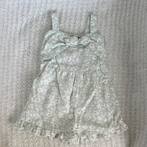 Girls' Mint Green Floral Tie-Front Romper